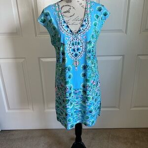 NWOT Lilly Pulitzer Vibrant Blue Floral Dress and Swim Coverup